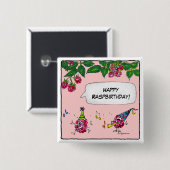 Badge Carré 5 Cm Joyeuse broche Bouton de Raspanniversaire (Devant & derrière)