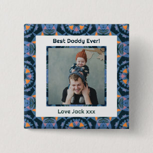 Badge Carré 5 Cm Joyeuse fête des pères Meilleur papa Papa Jamais B