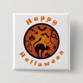 Badge Carré 5 Cm Joyeuse lanterne d'Halloween araignées et chauves- (Devant)