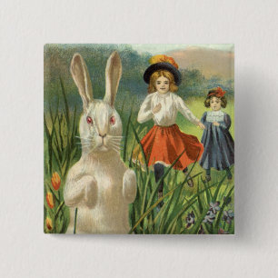 Badge Carré 5 Cm Joyeuse Pâques Lapin de Pâques vintage et enfants