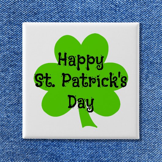 Badge Carré 5 Cm Joyeuse Saint-Patrick Vert Trèfle