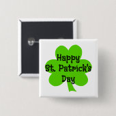 Badge Carré 5 Cm Joyeuse Saint-Patrick Vert Trèfle (Devant & derrière)