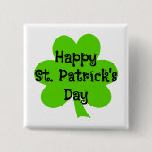 Badge Carré 5 Cm Joyeuse Saint-Patrick Vert Trèfle (Devant)