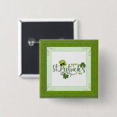 Badge Carré 5 Cm Joyeuse Saint Patrick's Day, design de vacances, (Devant & derrière)