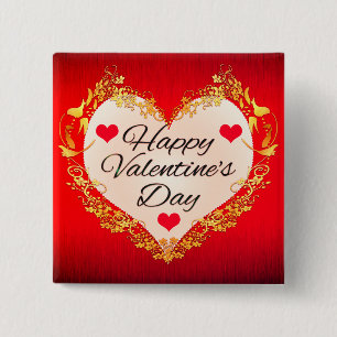 Badge Carré 5 Cm Joyeuse Saint-Valentin !-47949