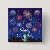 Badge Carré 5 Cm Joyeux 4 juillet à New York (Devant)