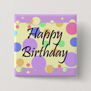 Badge Carré 5 Cm Joyeux anniversaire