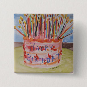 Badge Carré 5 Cm Joyeux anniversaire