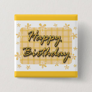 Badge Carré 5 Cm Joyeux anniversaire