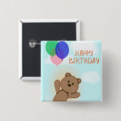 Badge Carré 5 Cm Joyeux anniversaire (Devant & derrière)