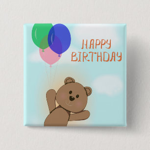 Badge Carré 5 Cm Joyeux anniversaire