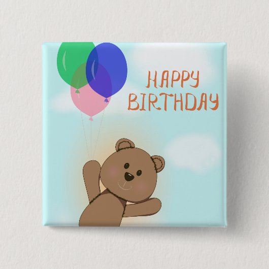 Badge Carré 5 Cm Joyeux anniversaire (Devant)