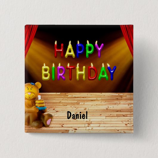 Badge Carré 5 Cm Joyeux anniversaire (Devant)