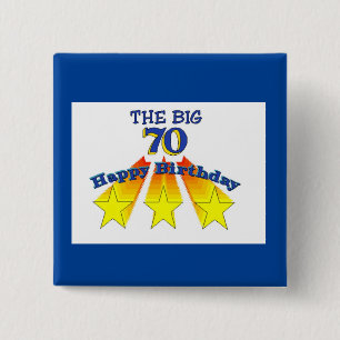 Badge Carré 5 Cm Joyeux anniversaire 70e bouton