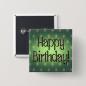 Badge Carré 5 Cm Joyeux Anniversaire Brown Polka Dot Texte Vert Bkg (Devant & derrière)
