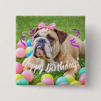 Joyeux anniversaire de bouledogue mignon