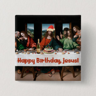 Badge Carré 5 Cm Joyeux anniversaire, Jésus !