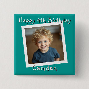 Badge Carré 5 Cm Joyeux anniversaire photo personnalisée