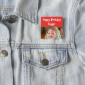 Badge Carré 5 Cm Joyeux anniversaire photo rouge (En situation)