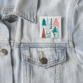 Badge Carré 5 Cm Joyeux arbres de Christmastime (En situation)