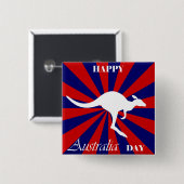 Badge Carré 5 Cm Joyeux Australia Day Australian Kangaroo (Devant & derrière)