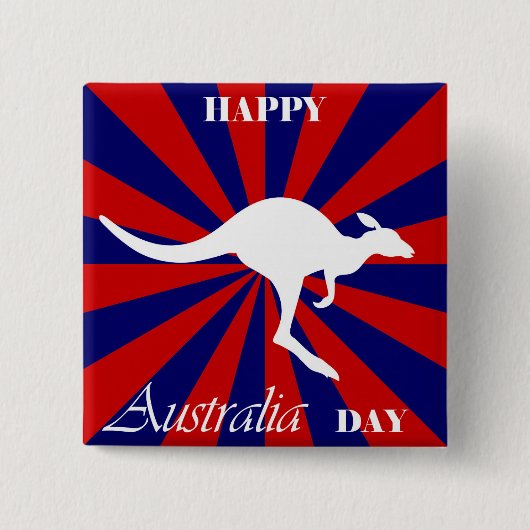 Badge Carré 5 Cm Joyeux Australia Day Australian Kangaroo (Devant)