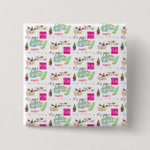 Badge Carré 5 Cm Joyeux Bouton d'anniversaire FUN Cupcake Surprise (Devant)