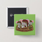 Badge Carré 5 Cm Joyeux Christmouse (Devant & derrière)