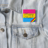 Badge Carré 5 Cm Joyeux drapeau de la Pride (En situation)