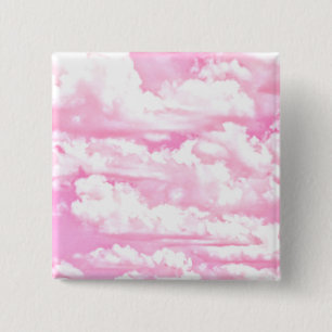 Badge Carré 5 Cm Joyeux Fuchsia nuages roses