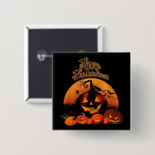 Badge Carré 5 Cm Joyeux Halloween (Devant & derrière)