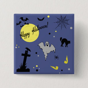 Badge Carré 5 Cm Joyeux Halloween