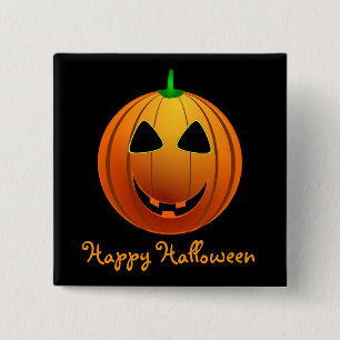 Badge Carré 5 Cm Joyeux Halloween Jack 'o Lantern