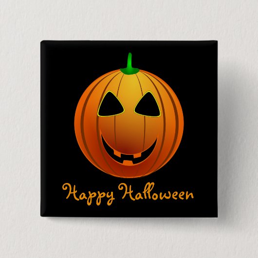 Badge Carré 5 Cm Joyeux Halloween Jack 'o Lantern (Devant)