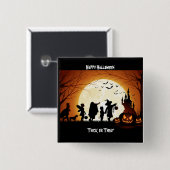 Badge Carré 5 Cm Joyeux Halloween Silhouette enfants (Devant & derrière)