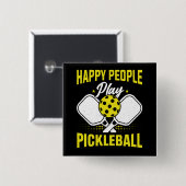 Badge Carré 5 Cm Joyeux Jouer au Pickleball (Devant & derrière)
