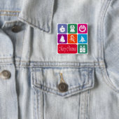 Badge Carré 5 Cm Joyeux Noël (En situation)