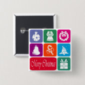 Badge Carré 5 Cm Joyeux Noël (Devant & derrière)