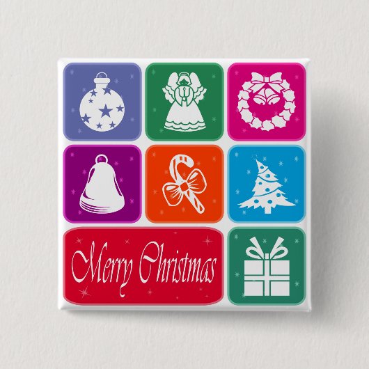 Badge Carré 5 Cm Joyeux Noël (Devant)