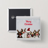 Badge Carré 5 Cm Joyeux Noël (Devant & derrière)