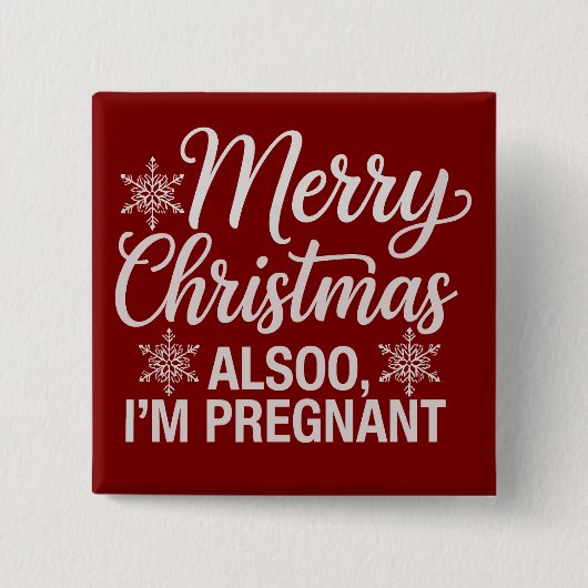 Badge Carré 5 Cm Joyeux Noël Aussi Je suis Faire-part bébé enceinte (Devant)
