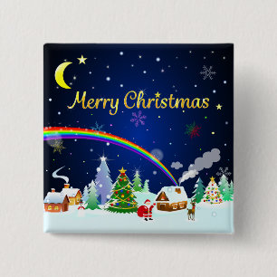 Badge Carré 5 Cm Joyeux Noël avec Crescent Moon