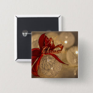 Badge Carré 5 Cm Joyeux Noël avec des boules légères