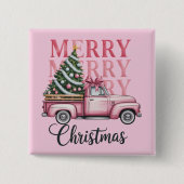 Badge Carré 5 Cm Joyeux Noël Coquette Bow Noël Fête (Devant)