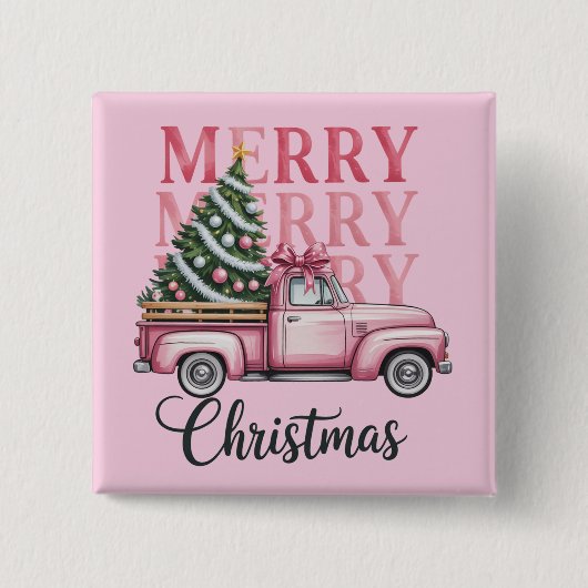 Badge Carré 5 Cm Joyeux Noël Coquette Bow Noël Fête (Devant)