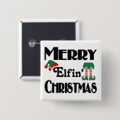 Badge Carré 5 Cm Joyeux Noël Elfin (Devant & derrière)