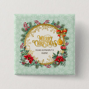 Badge Carré 5 Cm Joyeux Noël et Bonne Année Avec Amour