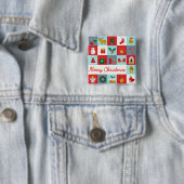 Badge Carré 5 Cm Joyeux Noël mignon Rétro hiver Icônes de Noël (En situation)