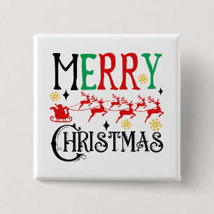 Badge Carré 5 Cm Joyeux Noël Père Noël Sleigh-61049 T-Shirt