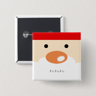 Badge Carré 5 Cm Joyeux Noël Visage de Père Noël Minimaliste Mignon